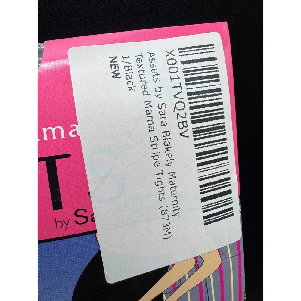 Assets by Sara Blakely Maternity Tights Black Opaque Stripe Marvelous Mama  1